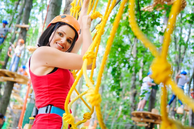 Mujer en el roping park