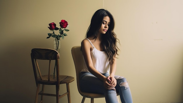 Mujer y rosas imagen de mujer y rosas