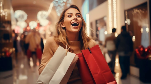 Mujer salida en el centro comercial