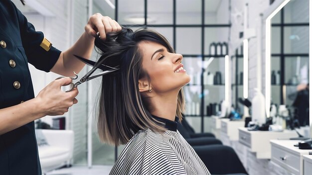 Mujer en el salón de peluquería