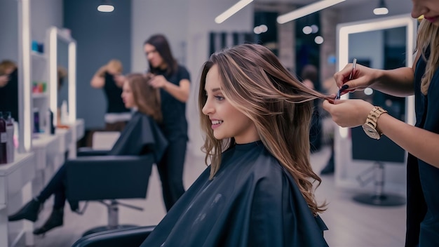 Mujer en el salón de peluquería