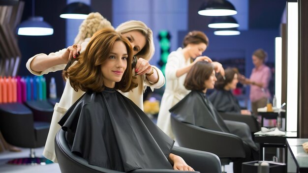 Mujer en el salón de peluquería