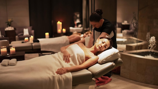 Mujer en el salón de spa