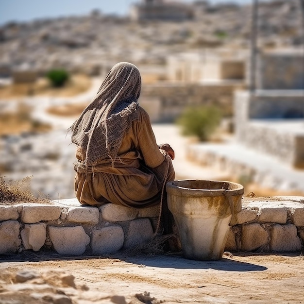 Mujer samaritana hablando con Jesús Profeta Imágenes bíblicas realistas