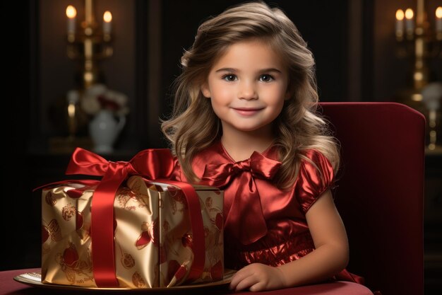 Mujer sentada bajo un árbol de Navidad abriendo un regalo generado por IA