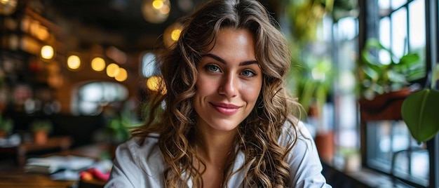 una mujer sentada en una mesa con un plato de comida