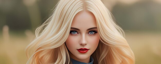 Foto mujer sexy rubia con cabello largo y rizado hermoso y ojos azules de cerca retrato de una mujer de belleza mujer rubia sensual sexy hermosa chica retrato de mujer casual romántico