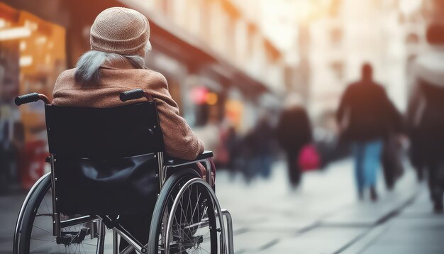 Mujer en silla de ruedas en la calle