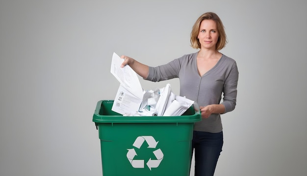 Mujer con el símbolo del reciclaje