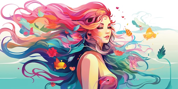 mujer sirena arte digital ilustración arte