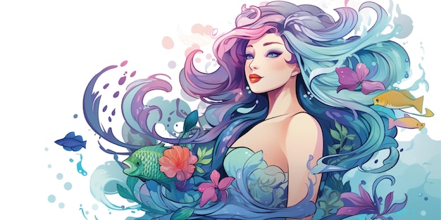 mujer sirena ilustración