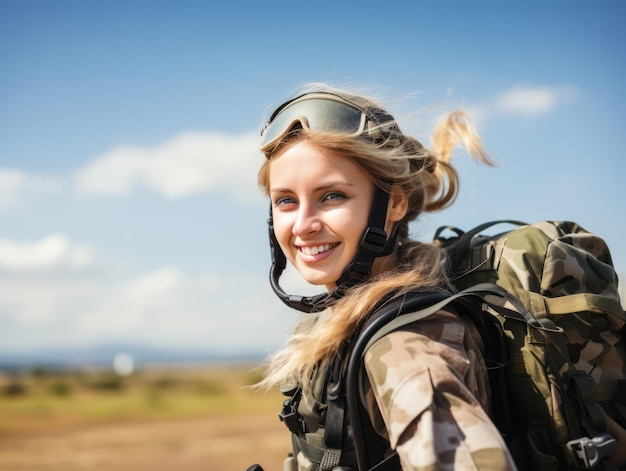 La mujer sirve como soldado dedicado y valiente