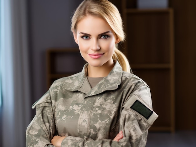 La mujer sirve como soldado dedicado y valiente