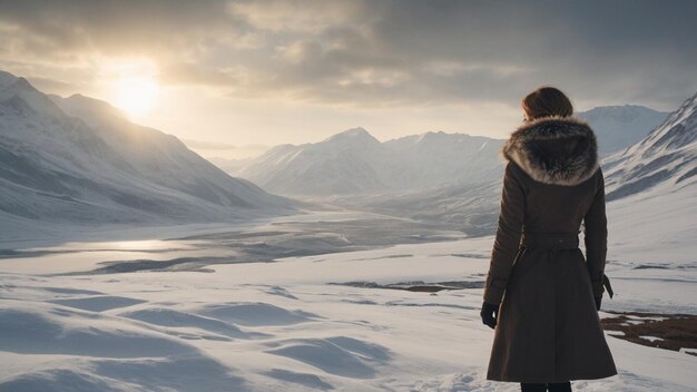 Una mujer sola en la nieve