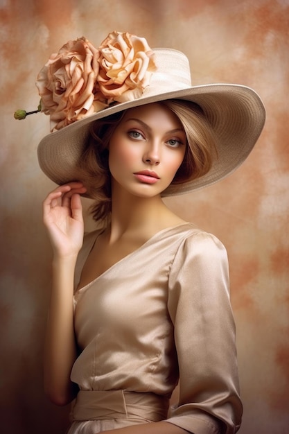 Una mujer con un sombrero con una flor