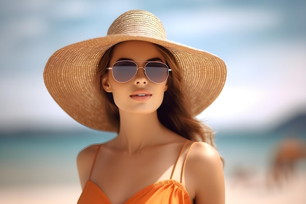 una mujer con sombrero y gafas de sol