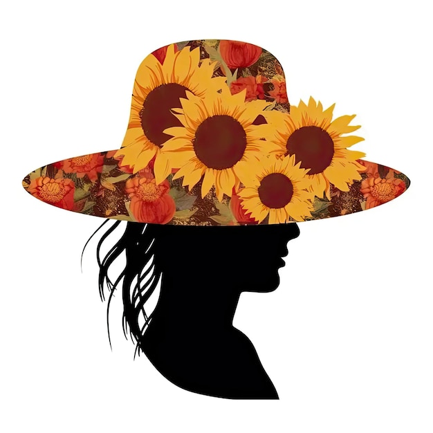 Una mujer con un sombrero con girasoles en él