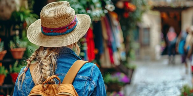 Foto una mujer con un sombrero de paja