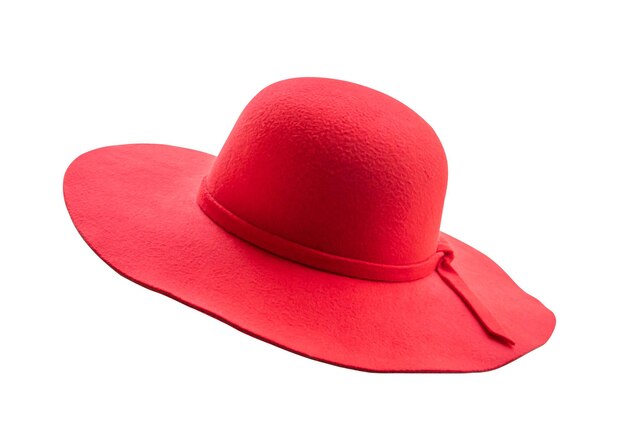 Mujer con sombrero rojo aislada sobre fondo blanco