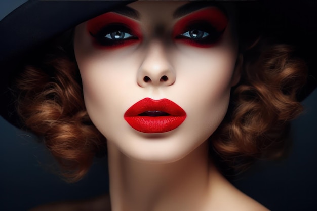 Mujer con sombrero rojo Ilustración AI GenerativexA