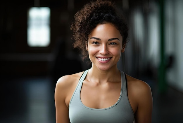 una mujer sonríe para una foto con una sonrisa en su cara