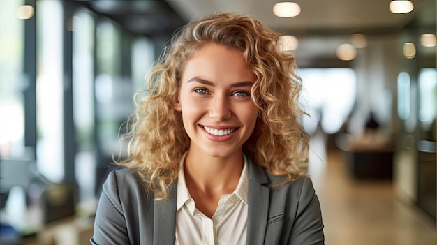 una mujer sonriendo a la cámara