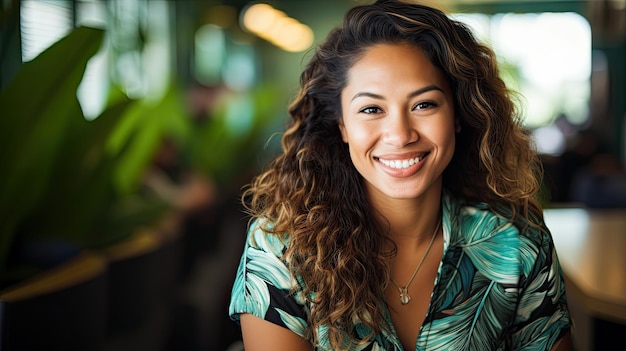 una mujer sonriendo a la cámara