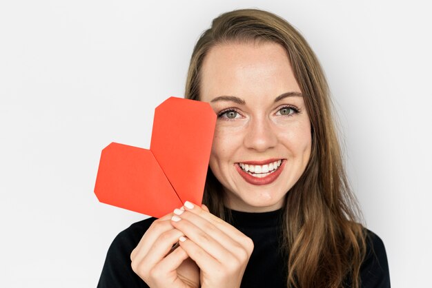 Mujer Sonriendo Felicidad Corazón Amor Romance