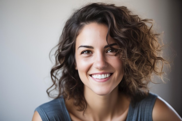 Mujer sonriendo y mirando a la cámara