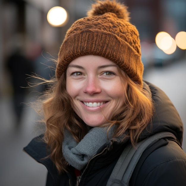 la mujer esta sonriendo