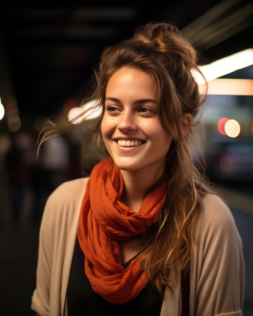 la mujer esta sonriendo