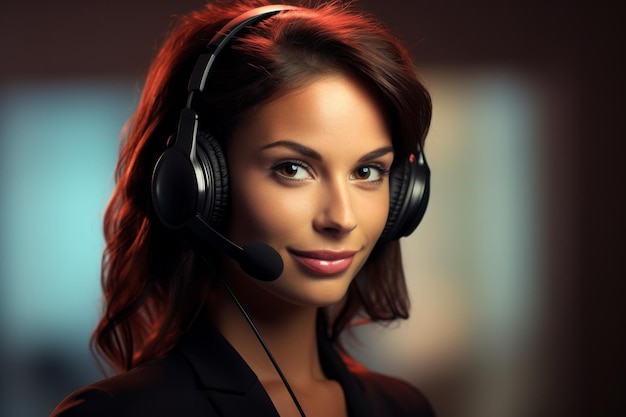 Mujer sonriente con auriculares