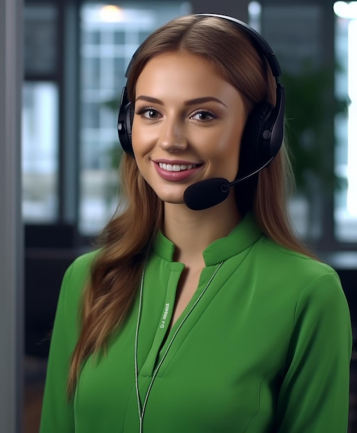 Mujer sonriente con auriculares