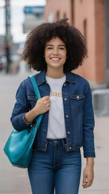 Una mujer sonriente con bolsas.