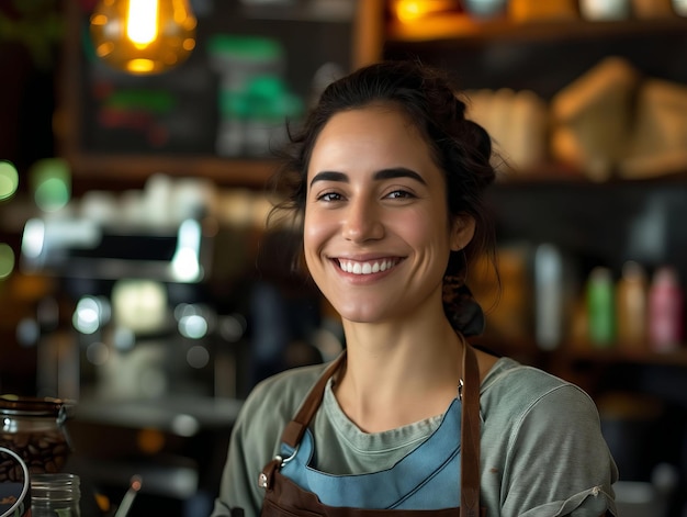 Foto mujer sonriente en un café sonriente