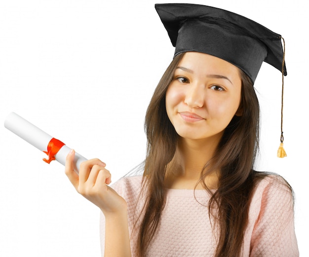 Mujer sonriente con diploma