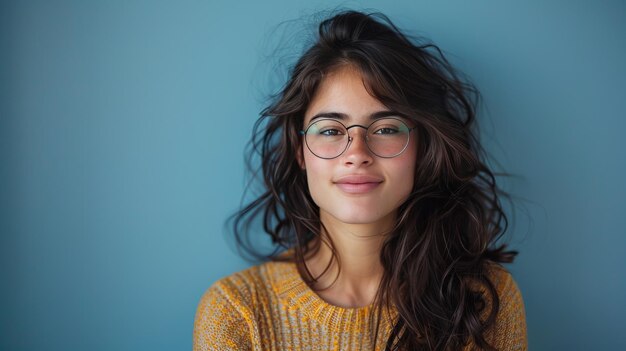 Una mujer sonriente con gafas