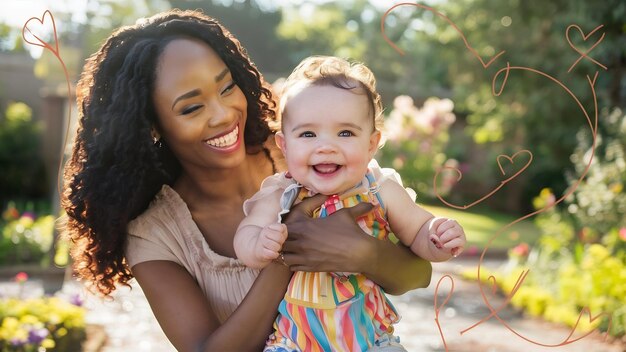 Mujer sonriente jugando con el bebé