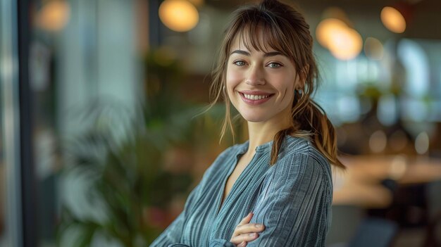 Mujer sonriente de pie