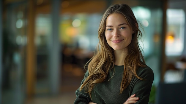 Mujer sonriente de pie