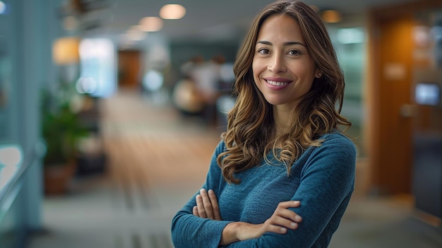 Mujer sonriente de pie