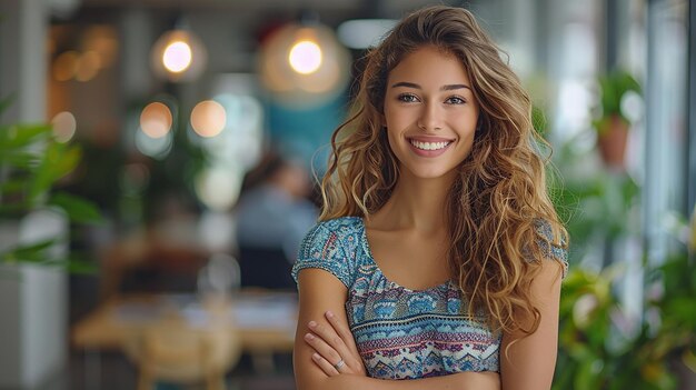 Mujer sonriente de pie