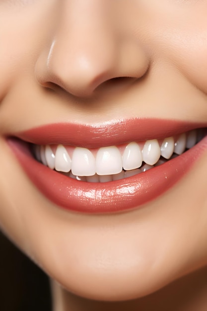 Una mujer con una sonrisa en la boca