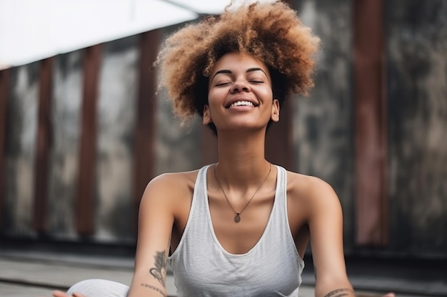 Una mujer con una sonrisa en la cara está sonriendo y ella está sonriendo.