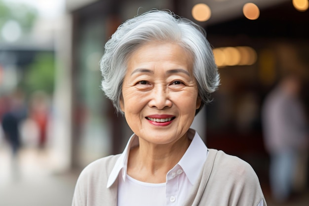 Foto una mujer con una sonrisa en la cara