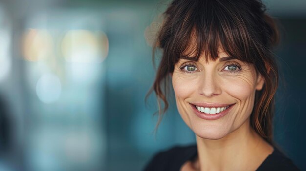 Una mujer con una sonrisa en la cara