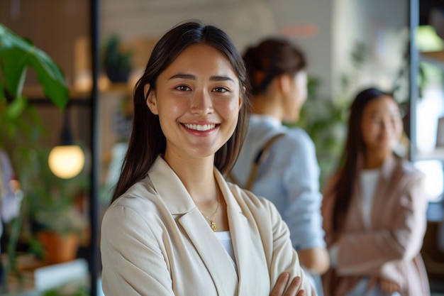 una mujer con una sonrisa que está sonriendo