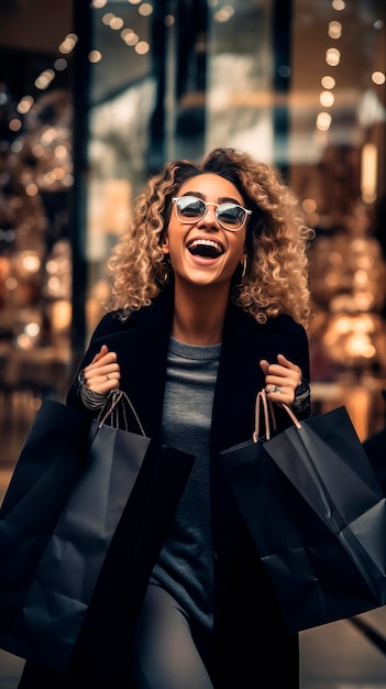 Mujer sorprendida de compras