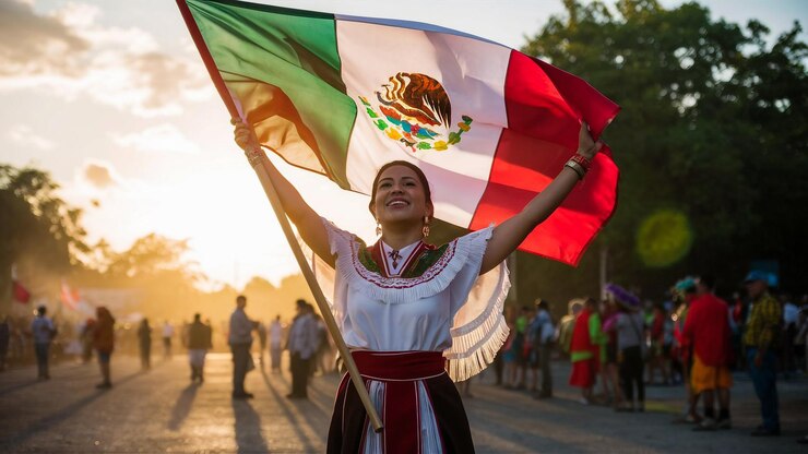 Foto una mujer sosteniendo una bandera que dice nacional en ella