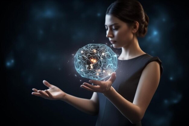 Foto mujer sosteniendo un globo con el mundo en sus manos